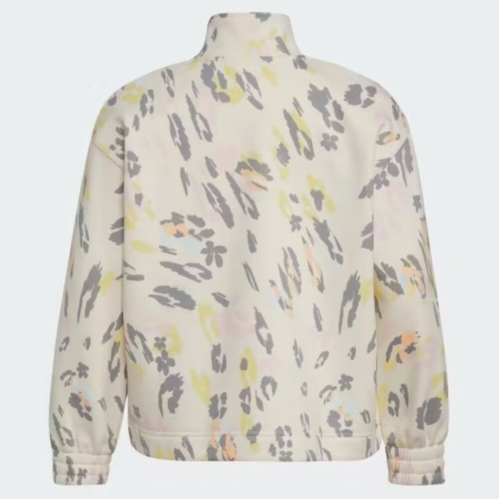 Adidas Teen‎ Girls Funnel Neck Pullover Jacket Print Pattern Light Cream 16 Cozy